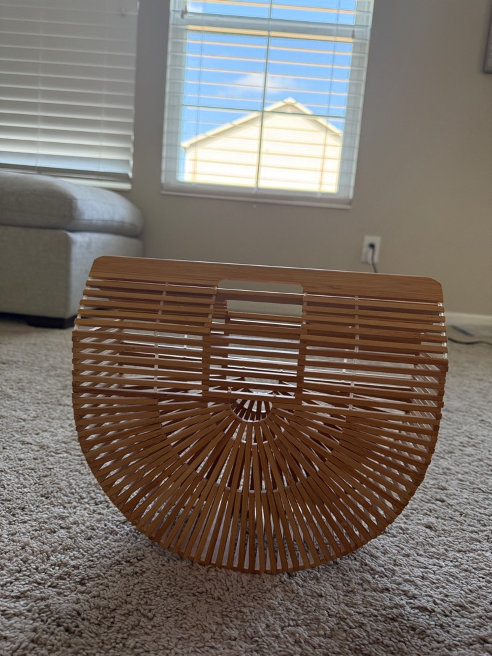Semi-Circle Bamboo Handbag in Tan
